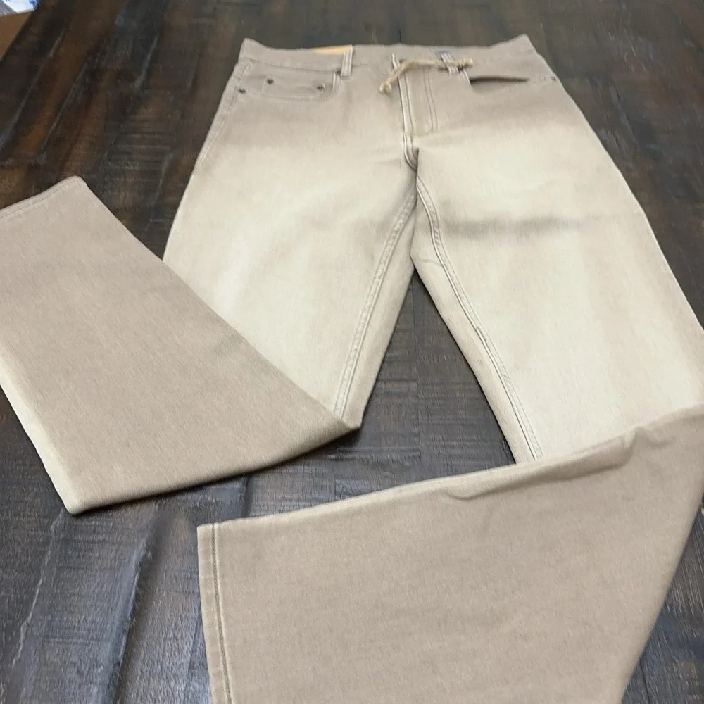 Faherty Stretch Terry Jeans Mens 31x32 Beige Slim Straight Stretch Denim Casual